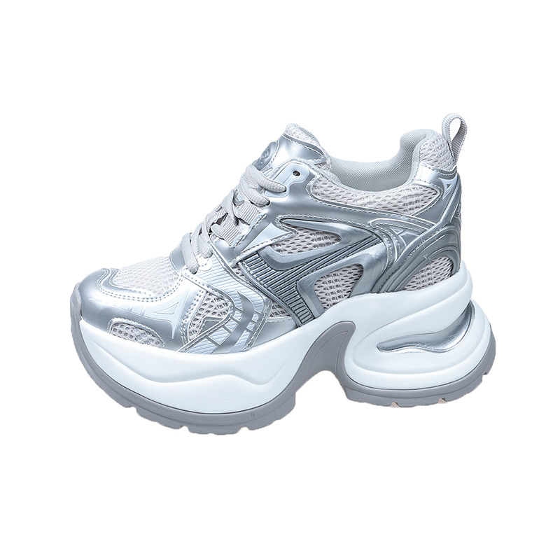 Paris Vintage sneakers με μπλοκ χρωμάτων από διχτυωτή ύφανση για γυναίκες, παχιά σόλα, casual dad shoes