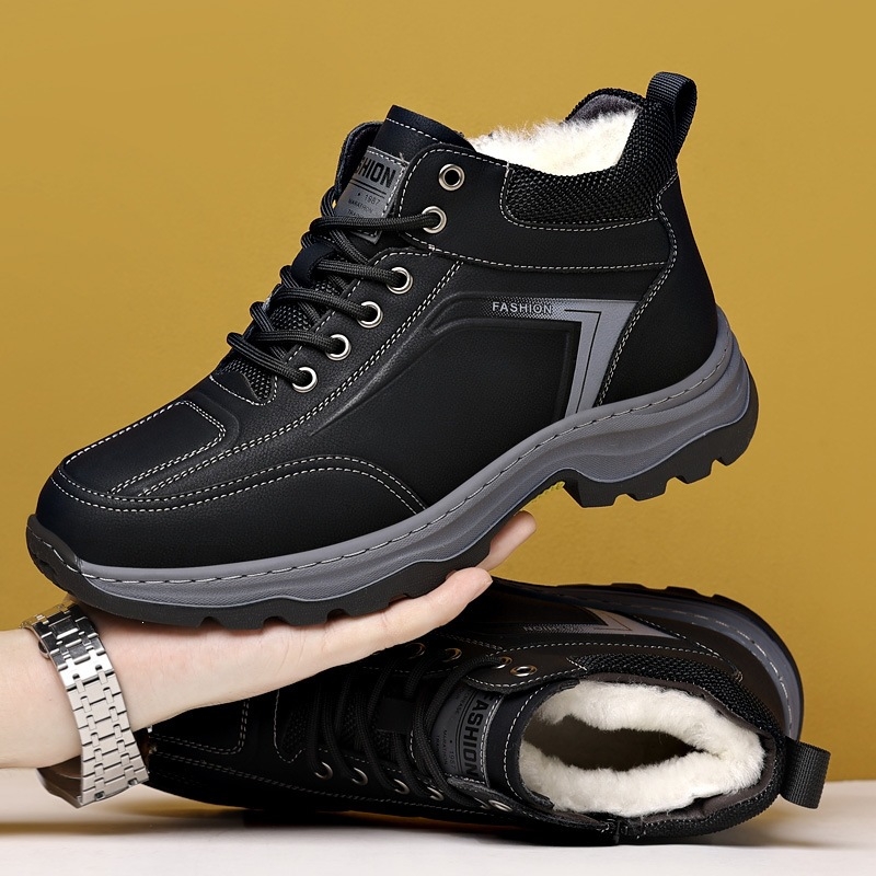 Is Pantofi de iarnă pentru bărbați, ghete înalte, căptușite cu fleece, purtare outdoor casual