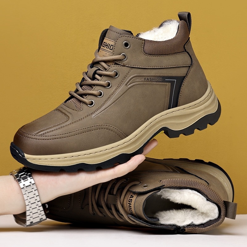 Is Pantofi de iarnă pentru bărbați, ghete înalte, căptușite cu fleece, purtare outdoor casual