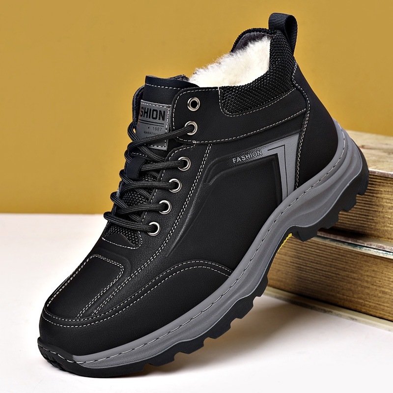 Is Pantofi de iarnă pentru bărbați, ghete înalte, căptușite cu fleece, purtare outdoor casual