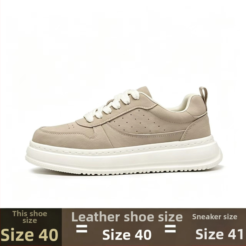 Férfi fehér sneaker, sokoldalú és trendi, lélegző, alacsony top cipő vastag talppal a magasság növeléséért.