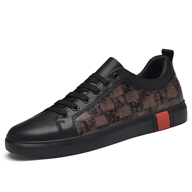 Férfi bőrből készült színblokkokkal ellátott alacsony profilú sneaker, elegáns–casual irodai lábbeli