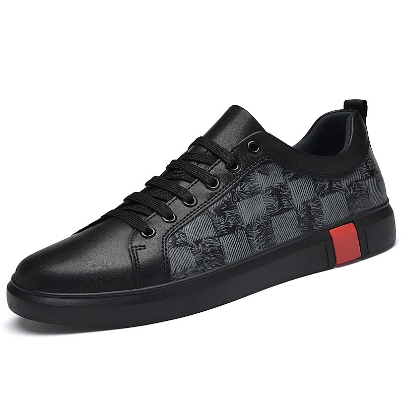 Férfi bőrből készült színblokkokkal ellátott alacsony profilú sneaker, elegáns–casual irodai lábbeli