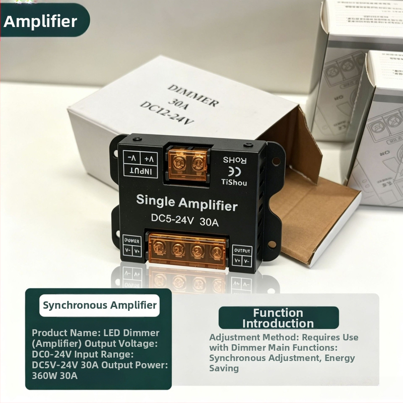 Zosilňovač synchronizácie stmievania LED, konštantné napätie 30A DC, predlžovač signálu pre LED pásiky