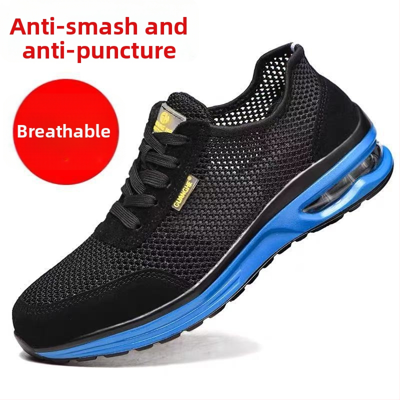 Férfi védőcipő acélorrú, szagtalan, könnyű, ütés- és perforációálló, Fly Knit felsőrész, csúszásmentes munkavédelmi lábbeli építkezésekre
