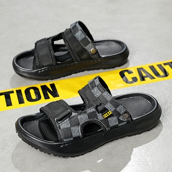 Férfi bőrszandál puha talppal, csúszásmentes, nyári strandcipő nyitott lábujjakkal
