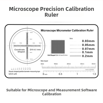 Kalibračné pravítko pre mikroskopický mikrometer s dielikmi 0,1 mm a hrúbkou osnovy 0,1 mm