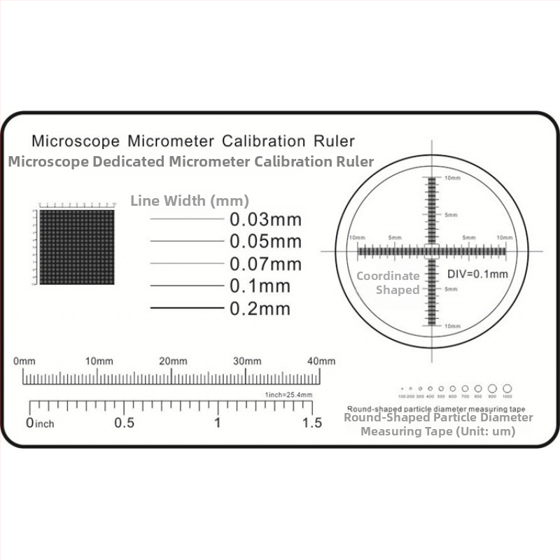 Kalibračné pravítko pre mikroskopický mikrometer s dielikmi 0,1 mm a hrúbkou osnovy 0,1 mm