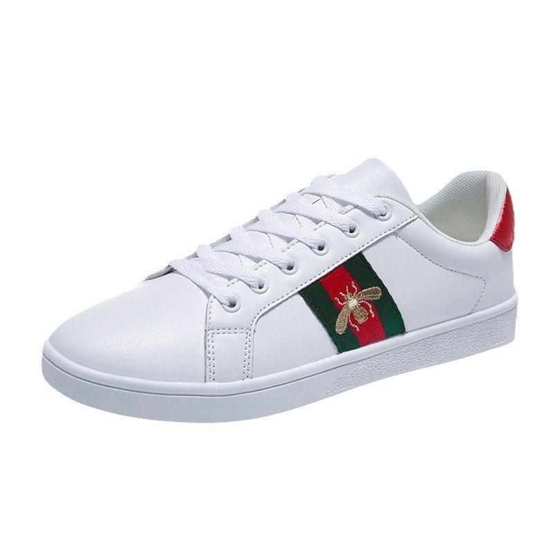 Little Bee fehér sneakers nőknek és férfiaknak, mindennapi skateboardcipők hímzett mintával, divatos és sokoldalú, kiváló minőség