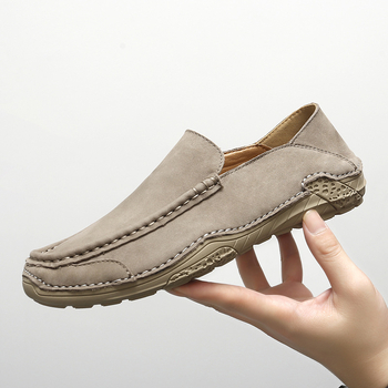 Ανδρικά δερμάτινα loafers για άνοιξη και φθινόπωρο, slip-on, χειροποίητα παπούτσια οδήγησης, μοντέρνο επιχειρηματικό στυλ, μεγάλα νούμερα