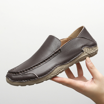Ανδρικά δερμάτινα loafers για άνοιξη και φθινόπωρο, slip-on, χειροποίητα παπούτσια οδήγησης, μοντέρνο επιχειρηματικό στυλ, μεγάλα νούμερα