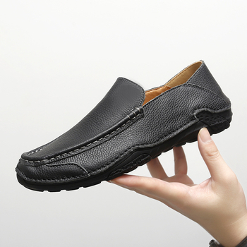 Ανδρικά δερμάτινα loafers για άνοιξη και φθινόπωρο, slip-on, χειροποίητα παπούτσια οδήγησης, μοντέρνο επιχειρηματικό στυλ, μεγάλα νούμερα