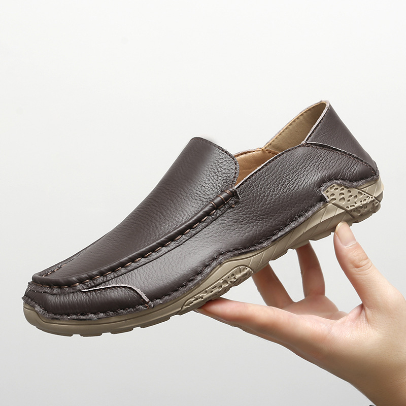 Ανδρικά δερμάτινα loafers για άνοιξη και φθινόπωρο, slip-on, χειροποίητα παπούτσια οδήγησης, μοντέρνο επιχειρηματικό στυλ, μεγάλα νούμερα