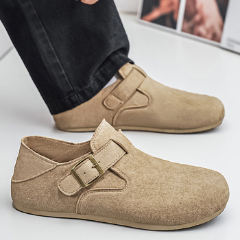 Ανδρικά loafers από σουέδερ δέρμα αγελάδας με φλις επένδυση, slip-on, με παχιά σόλα για φθινόπωρο