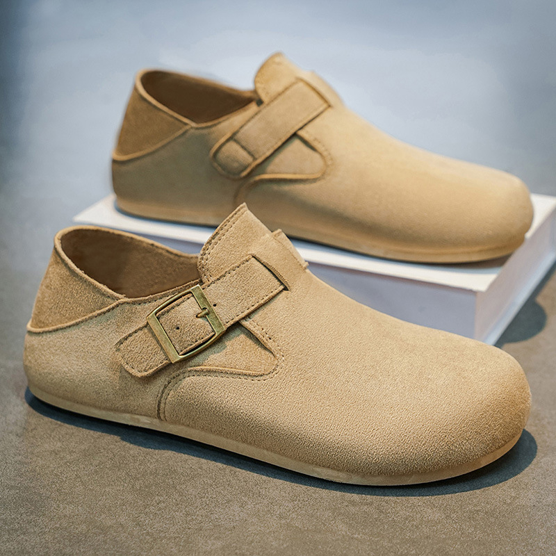 Ανδρικά loafers από σουέδερ δέρμα αγελάδας με φλις επένδυση, slip-on, με παχιά σόλα για φθινόπωρο