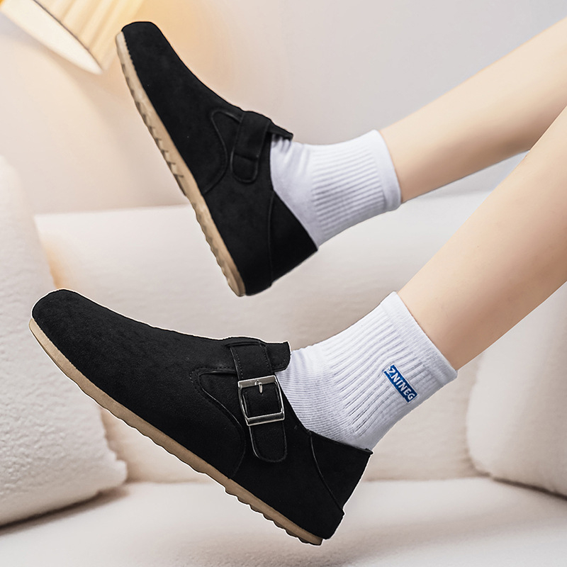 Ανδρικά loafers από σουέδερ δέρμα αγελάδας με φλις επένδυση, slip-on, με παχιά σόλα για φθινόπωρο