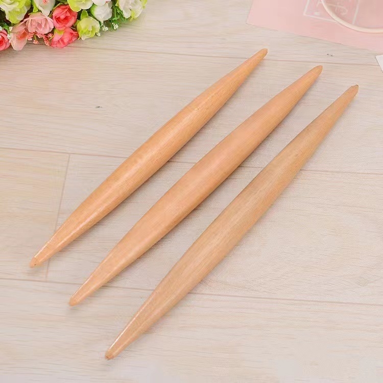 Két végű, hegyes végű fa nyújtófa dumpling és baozi tészta kinyújtásához – 30/40/50 cm