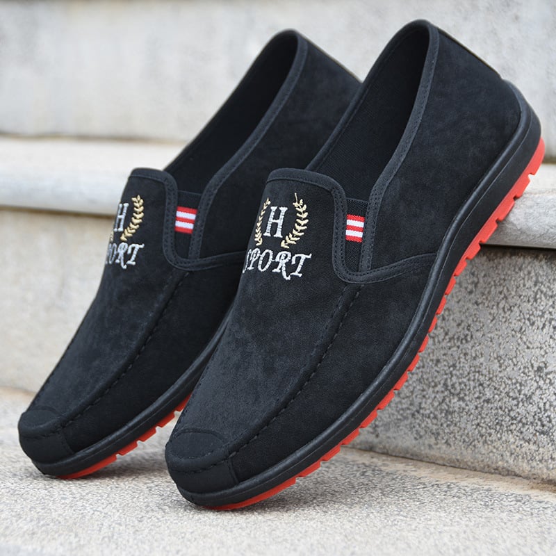 Férfiak számára kényelmes slip-on tornacipő, fűző nélkül, kerek orr, alacsony sarka, lélegző bélés, mindennapi viselet