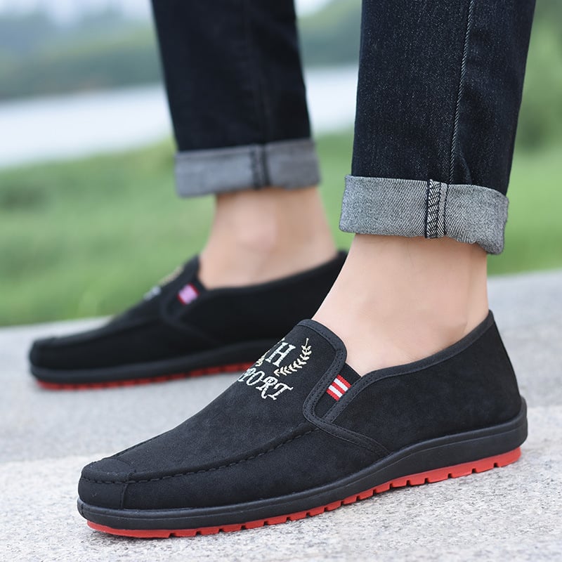 Férfiak számára kényelmes slip-on tornacipő, fűző nélkül, kerek orr, alacsony sarka, lélegző bélés, mindennapi viselet