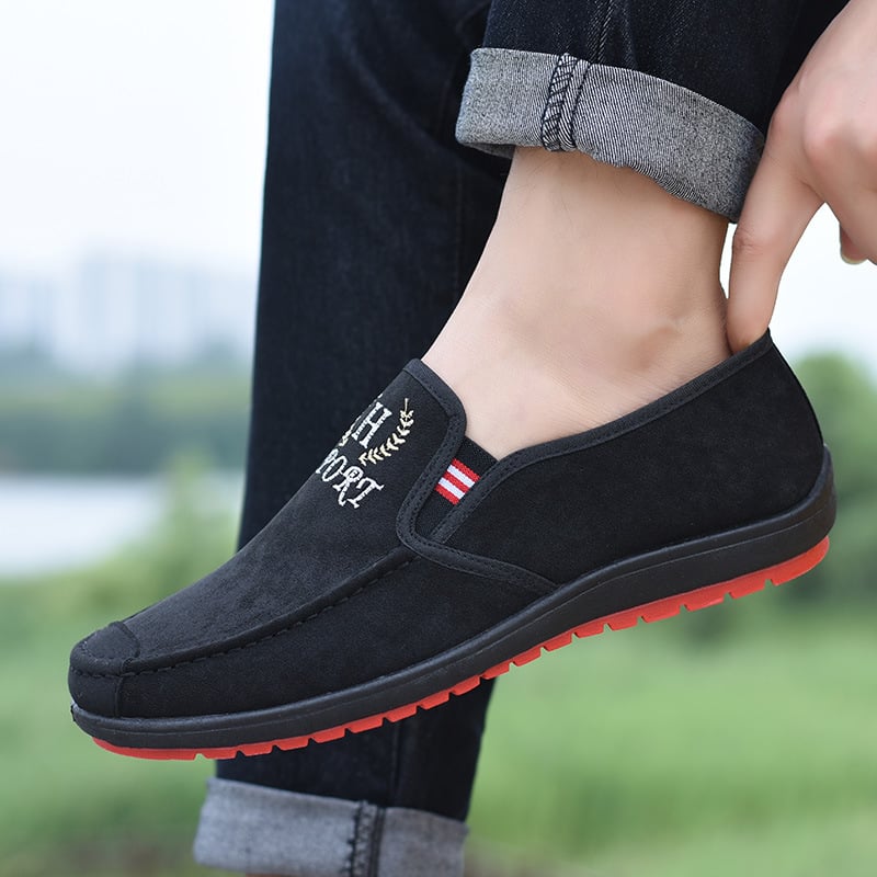 Férfiak számára kényelmes slip-on tornacipő, fűző nélkül, kerek orr, alacsony sarka, lélegző bélés, mindennapi viselet