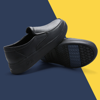 Ανδρικά δερμάτινα slip-on παπούτια για επίσημο και business casual, άνετη επίπεδη σόλα, στρογγυλή μύτη