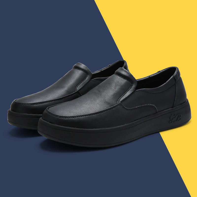 Ανδρικά δερμάτινα slip-on παπούτια για επίσημο και business casual, άνετη επίπεδη σόλα, στρογγυλή μύτη