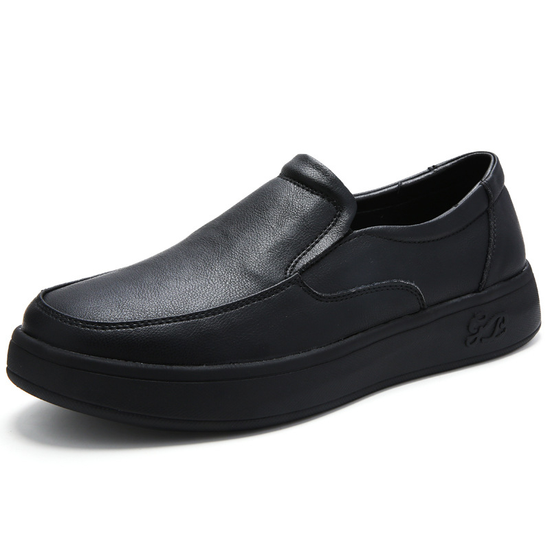 Ανδρικά δερμάτινα slip-on παπούτια για επίσημο και business casual, άνετη επίπεδη σόλα, στρογγυλή μύτη