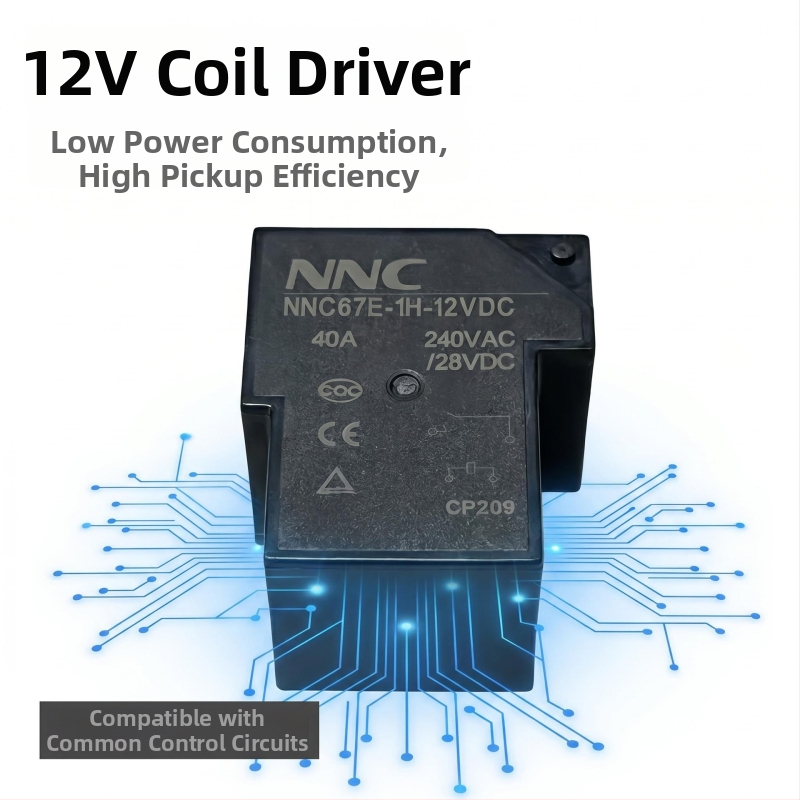 Xinda NNC67E-1H-12VDC T90 40A Vysokovýkonné jednosmerné riadiace relé