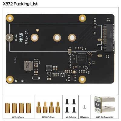 X872 USB σε M.2 NVMe SSD NAS επέκτασης αποθήκευσης για Raspberry Pi 4, με δυνατότητα εκκίνησης από δίσκο