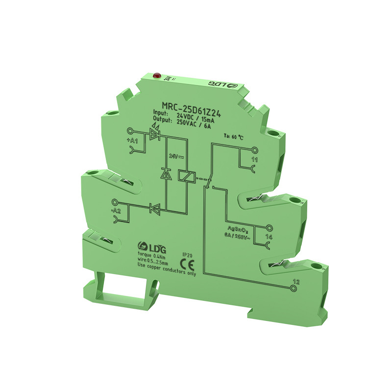 MRC-25D61Z24 Υπερ-λεπτή μονάδα ρελέ για DIN ράγα, 24V DC ηλεκτρομαγνητικό NO/NC επαφές