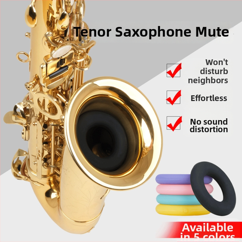 Farebný silikónový tlmič pre tenor saxofón, cvičenie pre začiatočníkov, krúžok na redukciu hluku