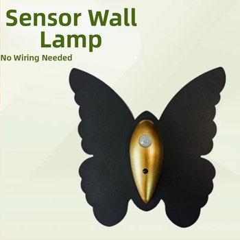 Nástenná lampa Motýľ s nabíjateľnou USB technológiou a senzorom do interiéru (spálňa, kúpeľňa), bez káblov, magnetická senzorová lampa