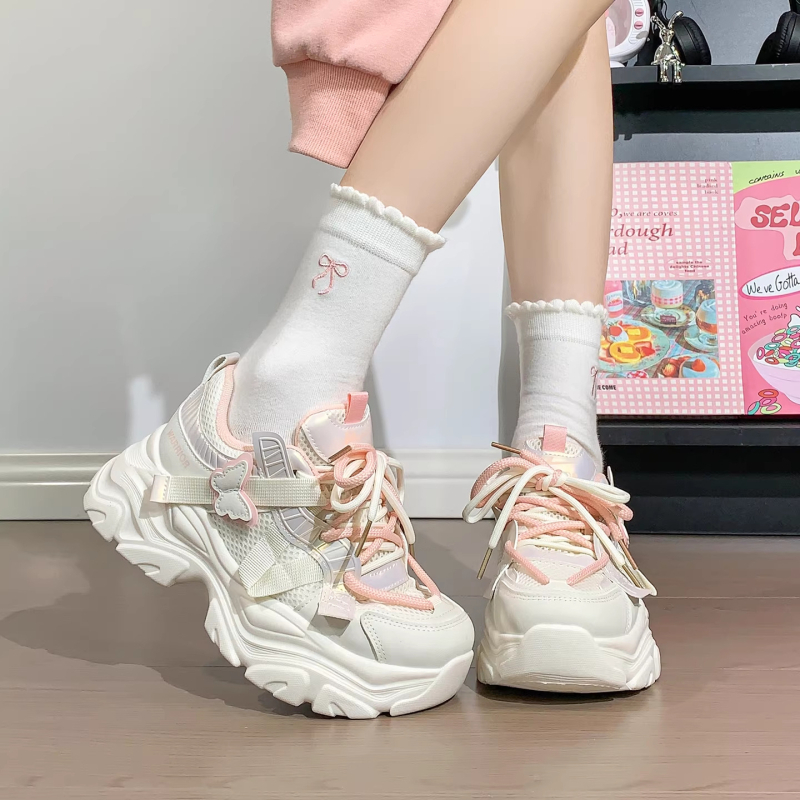 Παιδικά sneakers με μοτίβο πεταλούδας, τύπου dad sneakers, Άνοιξη 2026, αναπνέοντα casual παπούτσια, unisex