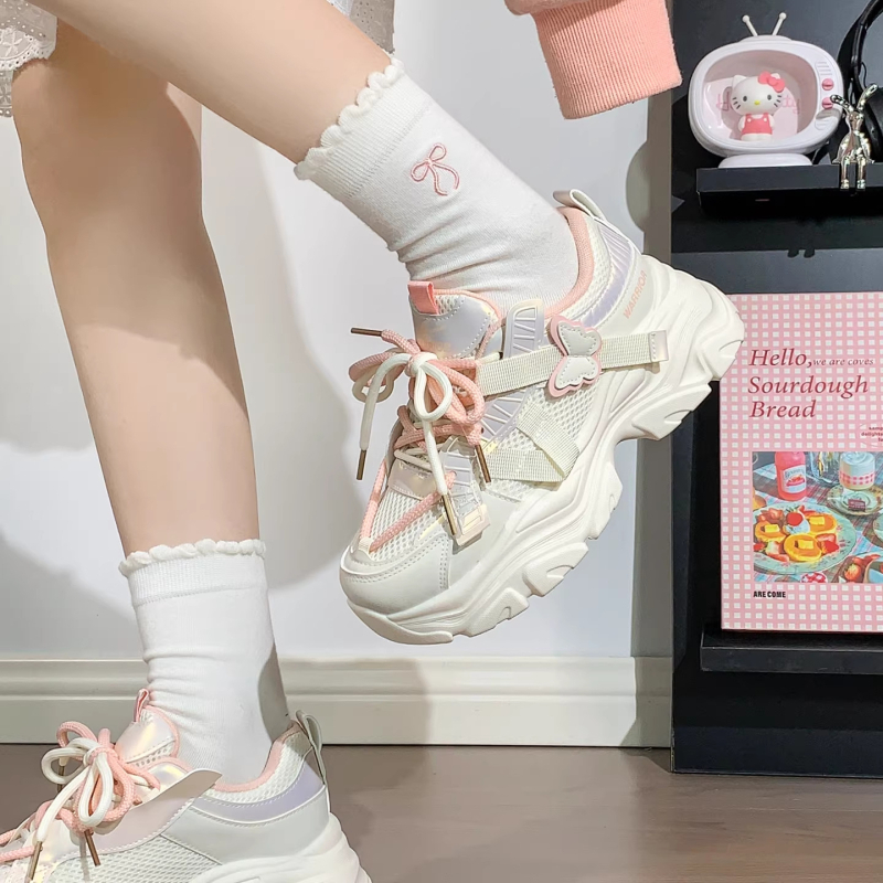 Παιδικά sneakers με μοτίβο πεταλούδας, τύπου dad sneakers, Άνοιξη 2026, αναπνέοντα casual παπούτσια, unisex