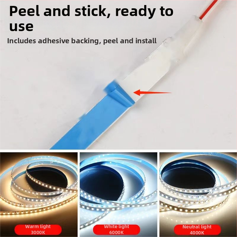24V LED pásik, 120 LED, SMD2835, teplá biela, samolepiaci, vnútorné dekoratívne osvetlenie