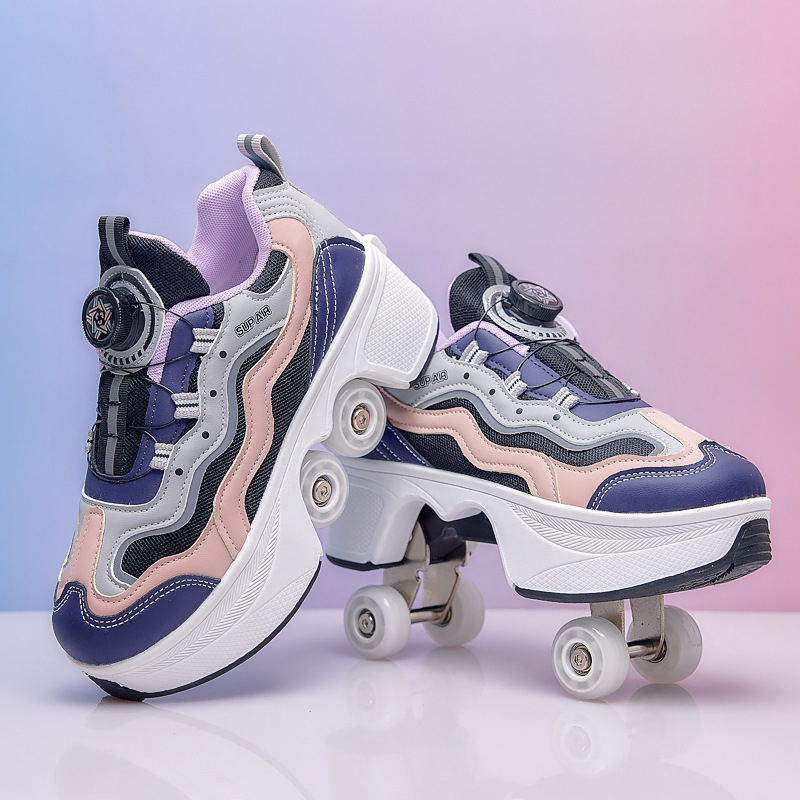 Παιδικά αθλητικά παπούτσια για άνοιξη-φθινόπωρο, unisex, αναπνεύσιμη διχτυωτή επάνω, με ρόλερ και LED φώτα