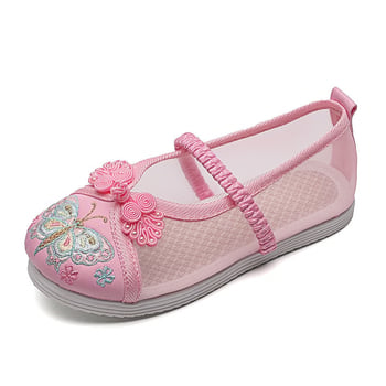 Pantofi de vară pentru copii, cu broderie, stil Hanfu, cu decupaje