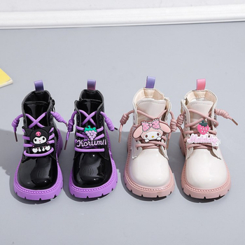 Παιδικά μποτάκια Μάρτιν από συνθετικό δέρμα με ραφές, κορδόνια στο μπροστινό μέρος, χειμωνιάτικά, καουτσούκ σόλα