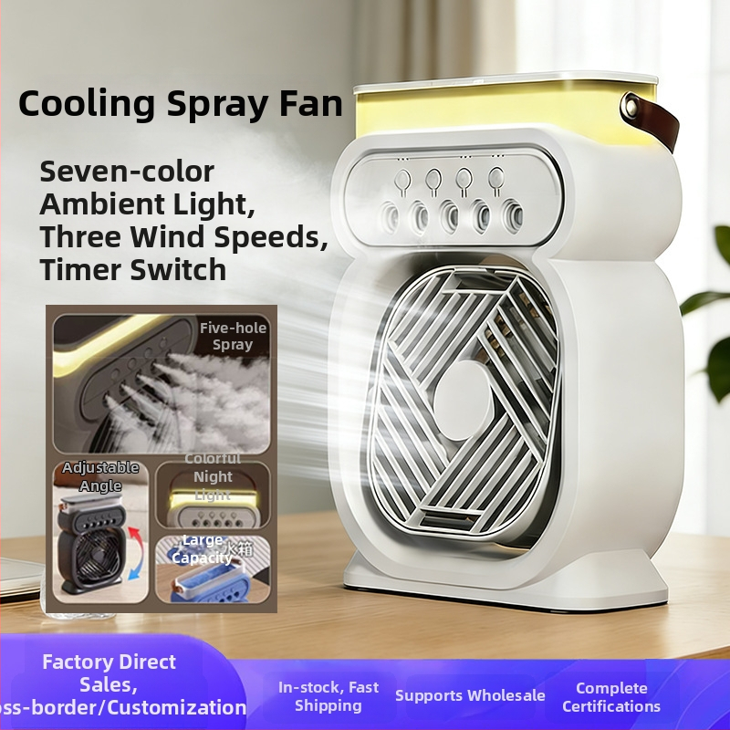 Mini USB stolový ventilátor s rozprašovačom hmly a nočným svetlom, prenosný multifunkčný chladiaci ventilátor