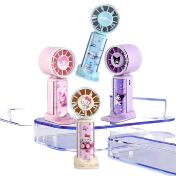 Sanrio φορητός μίνι ανεμιστήρας με Stitch, Mickey και Kuromi – διαφανείς λεπίδες, 3 λεπίδες, USB επαναφορτιζόμενος φορητός ανεμιστήρας