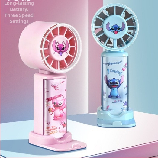 Sanrio φορητός μίνι ανεμιστήρας με Stitch, Mickey και Kuromi – διαφανείς λεπίδες, 3 λεπίδες, USB επαναφορτιζόμενος φορητός ανεμιστήρας