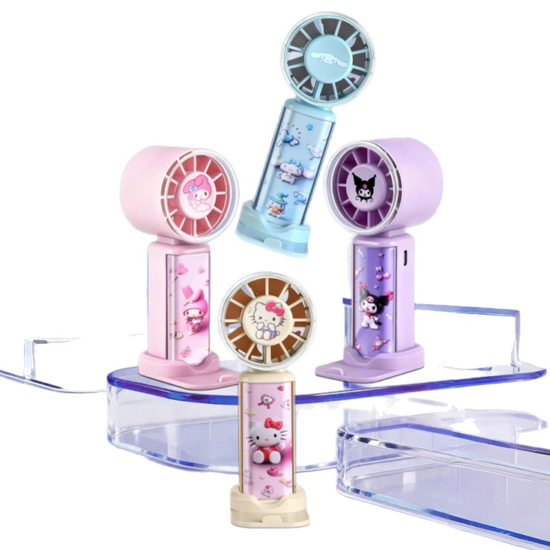 Sanrio φορητός μίνι ανεμιστήρας με Stitch, Mickey και Kuromi – διαφανείς λεπίδες, 3 λεπίδες, USB επαναφορτιζόμενος φορητός ανεμιστήρας