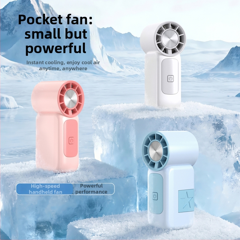Prenosný ručný mini ventilátor s USB nabíjaním, vysokým prietokom vzduchu, 5 lopatkami, vstavanou batériou