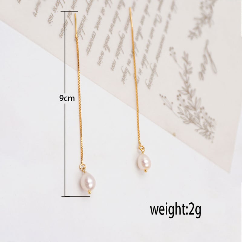 SUCASI Édesvízi gyöngy fülbevalók, hosszú, minimalist stílusú bojtokkal