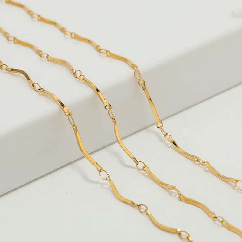 Lanț tubular curbat din oțel inoxidabil, placat prin vid cu aur 18K, pentru colier clavicular, brățară și guler de gleznă – accesorii de bijuterii