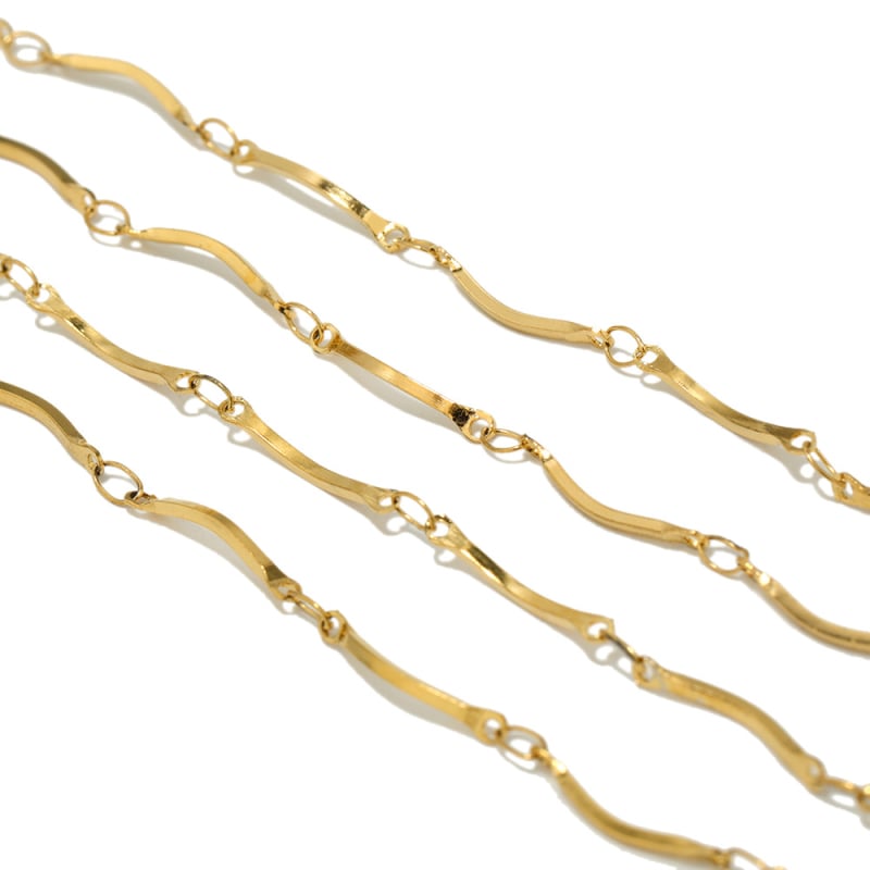 Lanț tubular curbat din oțel inoxidabil, placat prin vid cu aur 18K, pentru colier clavicular, brățară și guler de gleznă – accesorii de bijuterii