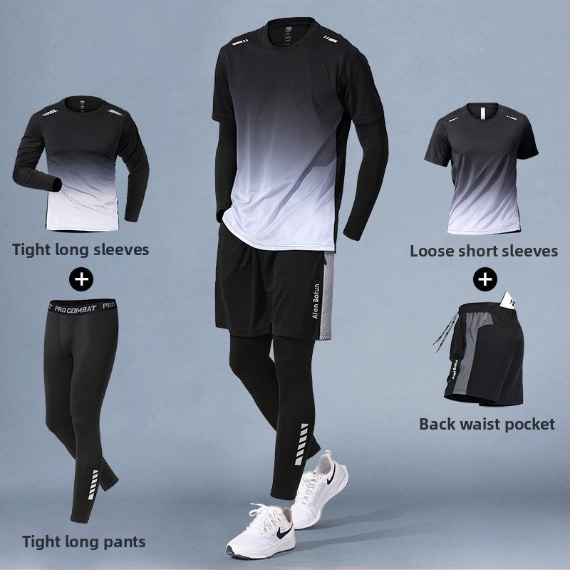 Set de alergare pentru bărbați, iarnă – top cu uscare rapidă și pantaloni lungi