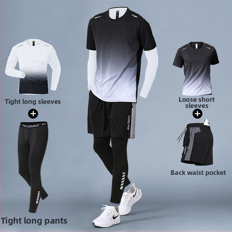 Set de alergare pentru bărbați, iarnă – top cu uscare rapidă și pantaloni lungi