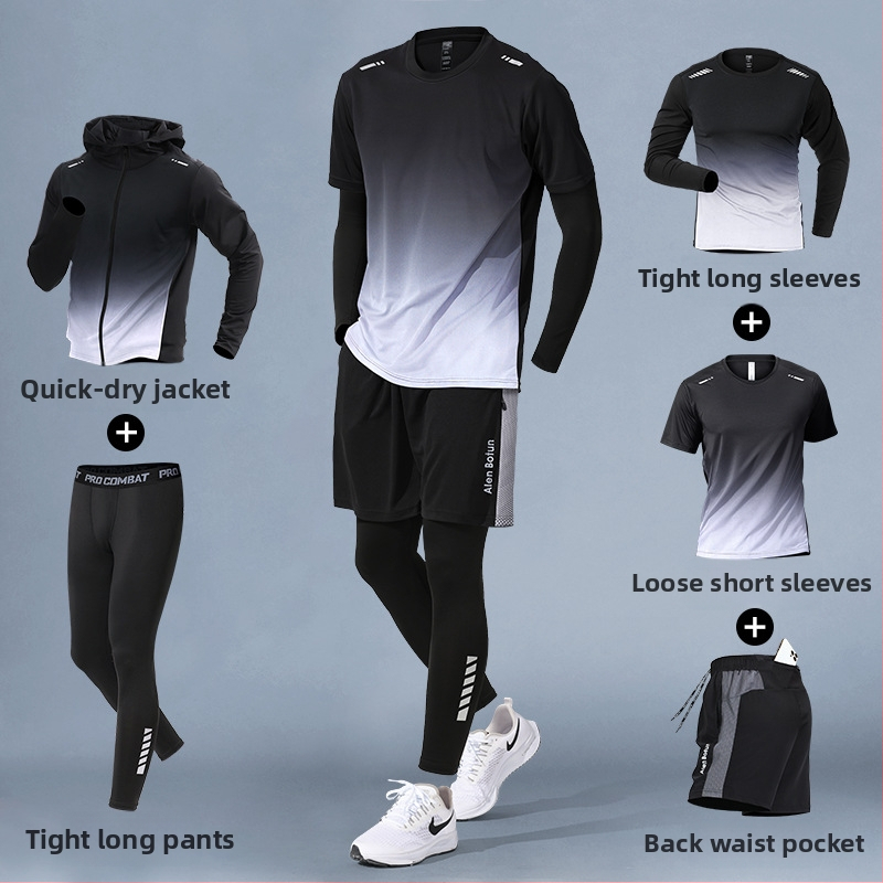 Set de alergare pentru bărbați, iarnă – top cu uscare rapidă și pantaloni lungi