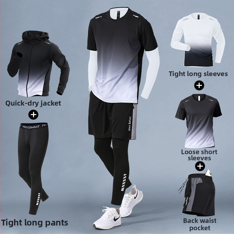 Set de alergare pentru bărbați, iarnă – top cu uscare rapidă și pantaloni lungi